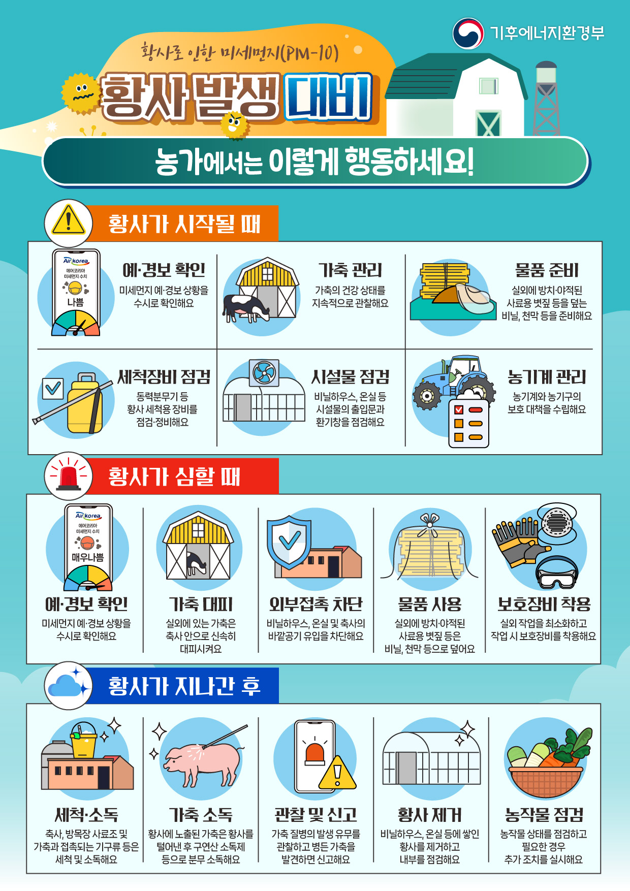 황사 농가 대응요령