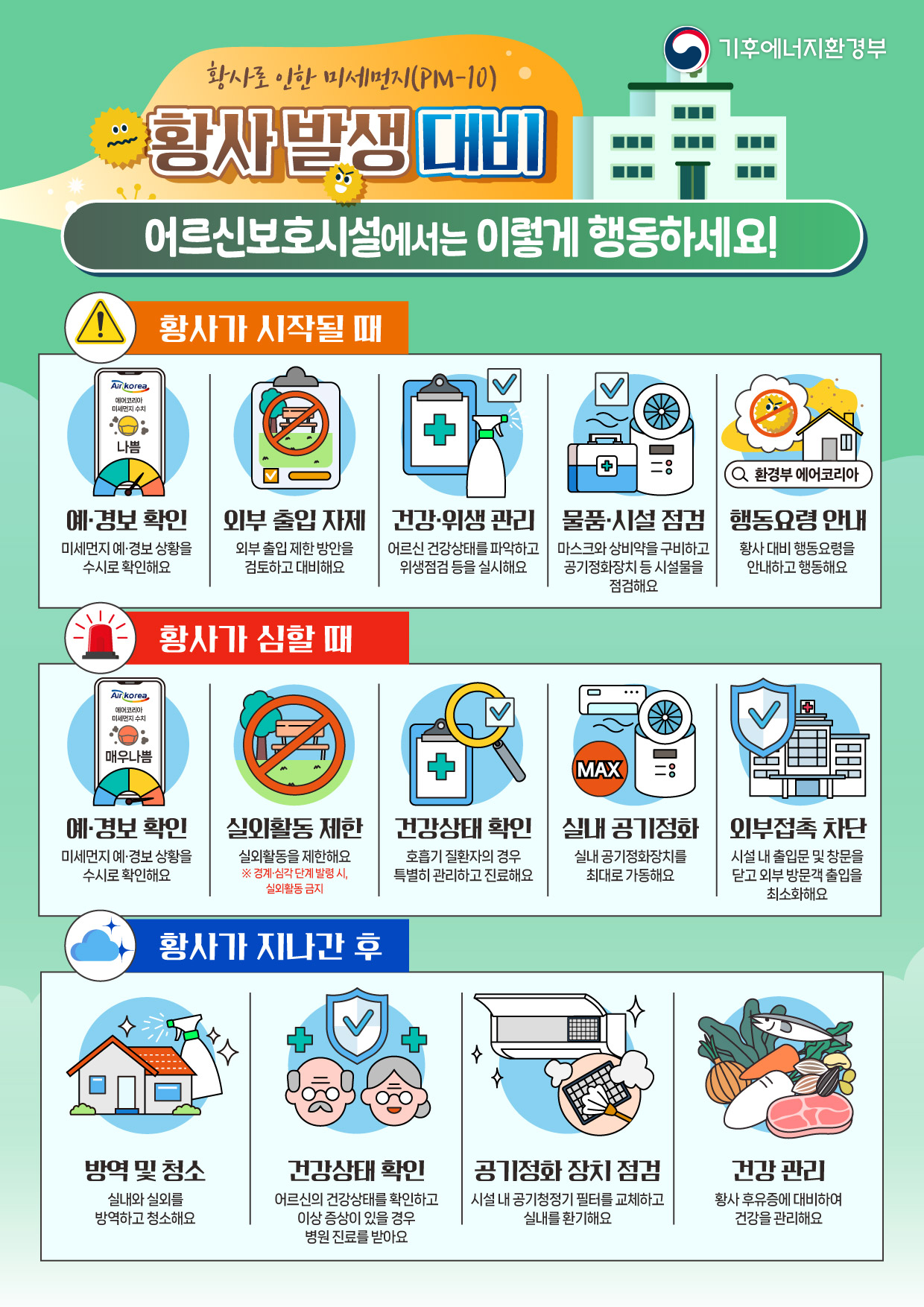 황사 어르신 보호시설 대응요령